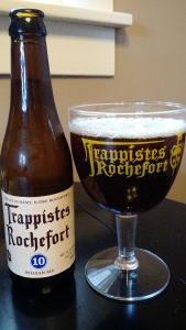 Rochefort 10 poured into a branded vintage goblet. Copyright 2015 by Andrew Dunn.