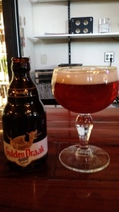 Gulden Draak 9000 poured into a chalice. Copyright 2015 by Andrew Dunn.